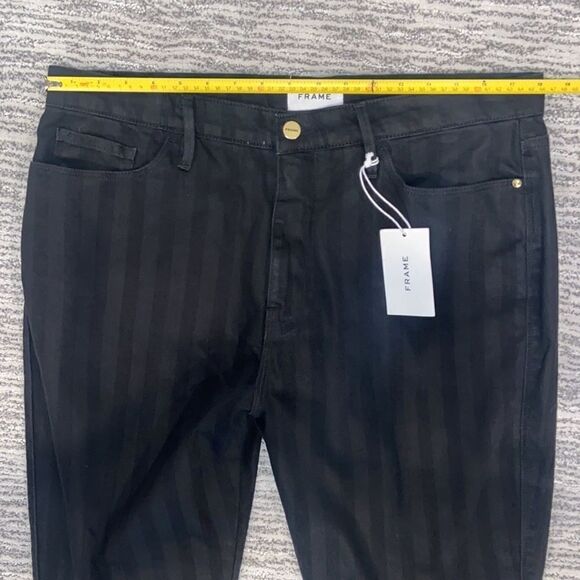 Frame Le Sylvie Hi Rise Straight Jean Black Stripe Size 33 - Picture 15 of 16